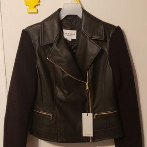 COLE HAAN Leather Moto Jacket